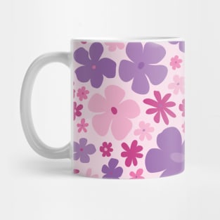 retro pink florals, hot pink, groovy 60s pattern, 70s flowers, pink flowers, girly, for teen girl Mug